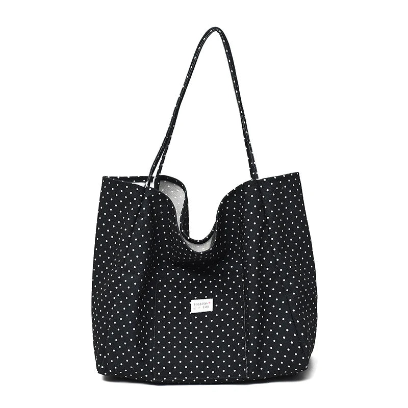 Large Canvas Tote Bag Women Polka Dot Korean Shoulder Bag Canvas Tote Bag Nixie
