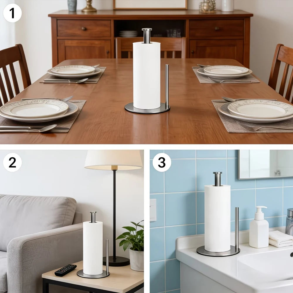 Stainless Steel Paper Towel Holder with Weighted Base Paper Towel Holder Nixie