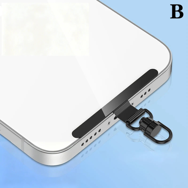 Steel Phone Lanyard Gasket Clip – Anti-Drop Metal Strap Tab Phone Lanyard Clip Nixie B Black