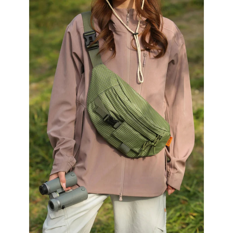 Nixie Plaid Chest Bag – Nylon Crossbody & Waist Bag Crossbody Chest Bag Nixie