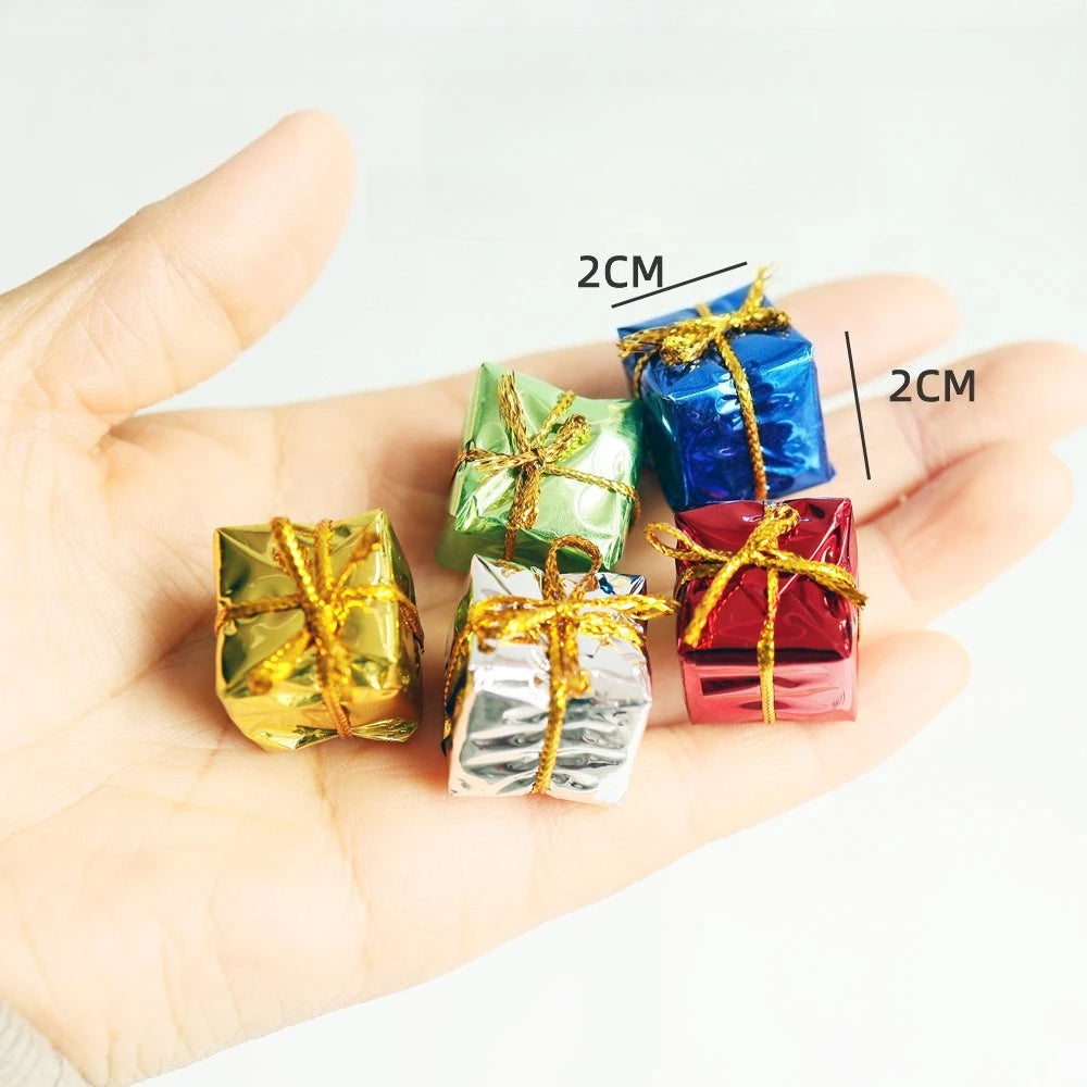 10pcs Mini PVC Square Gift Box Christmas Tree Ornaments