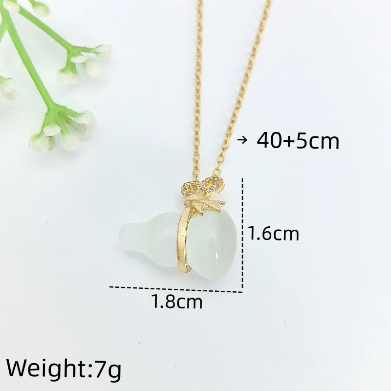 Gourd Pendant Necklace – Gold Stainless Steel Clavicle Chain Pendant Necklace Nixie XL1780-49