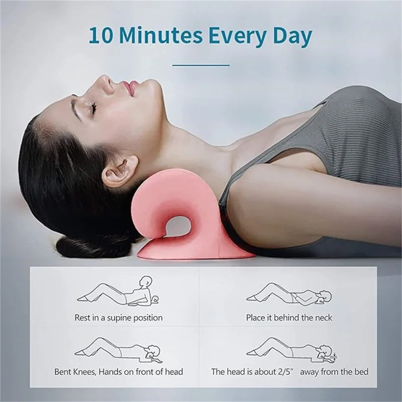 C-Shaped Neck Traction Pillow – Cervical Alignment Support Neck Traction Pillow Nixie Pink