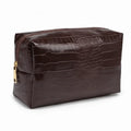 PU Leather Makeup Bag Waterproof Crocodile Embossed Travel Pouch Cosmetic Travel Bag Nixie Coffee