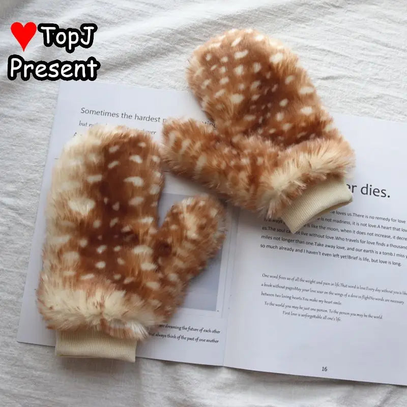 Women's Lolita Deer Antler Plush Glove Shawl Cosplay Set