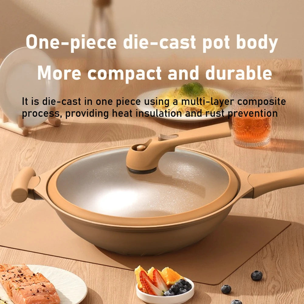 Nonstick Clay Wok Die Cast Frying Pan – Multifunctional Kitchen