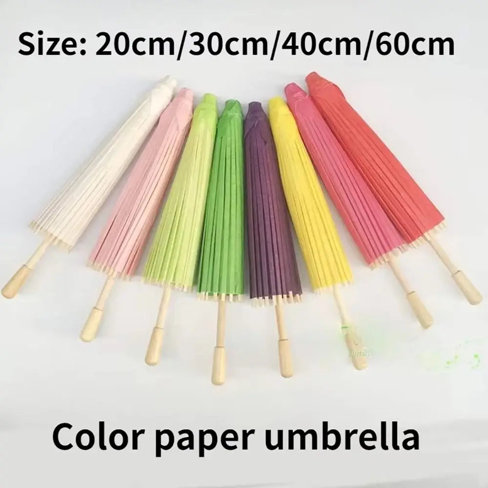 Blank DIY Paper Umbrella Long Handle Prop – 20 to 60cm DIY Craft Prop Nixie
