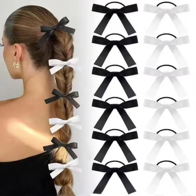 5pcs Black Bow Hair Ties Elastic Scrunchies & Ponytail Holders Hair Ties Scrunchies Nixie