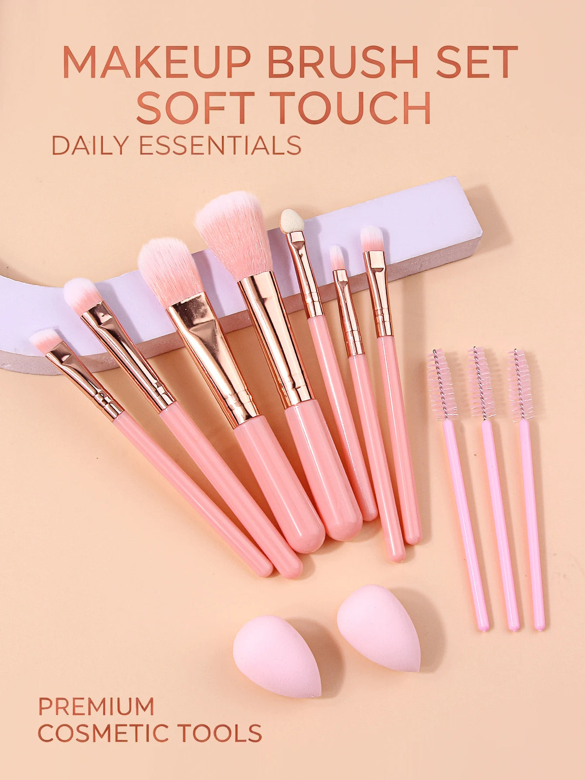 12-Piece Soft Pink Makeup Brush Set with Sponge | Beauty Kit Makeup Brush Set Nixie