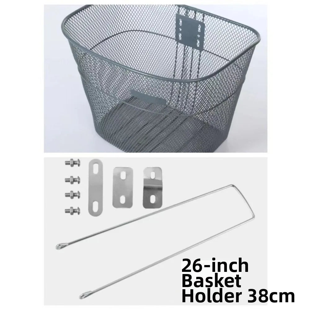 Metal Adjustable Bicycle Basket – Large Front & Rear Bike Basket Bicycle Basket Nixie Grey with Support