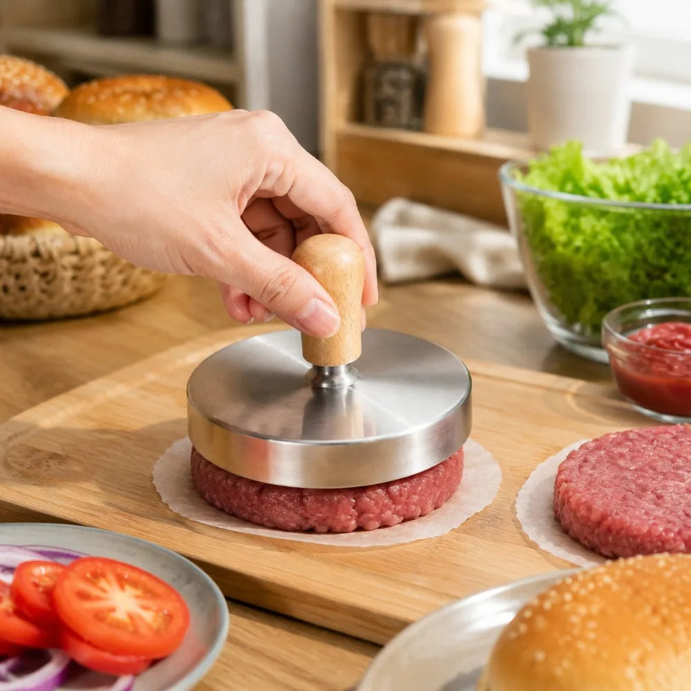Stainless Steel Burger Press Patty Maker | Non-Stick BBQ Mold Burger Patty Maker Nixie