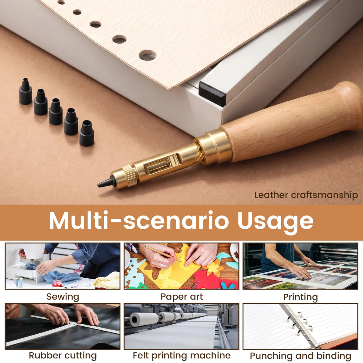 Japanese Screw Leather Hole Punch Tool Kit – 6 Tips, DIY Crafts