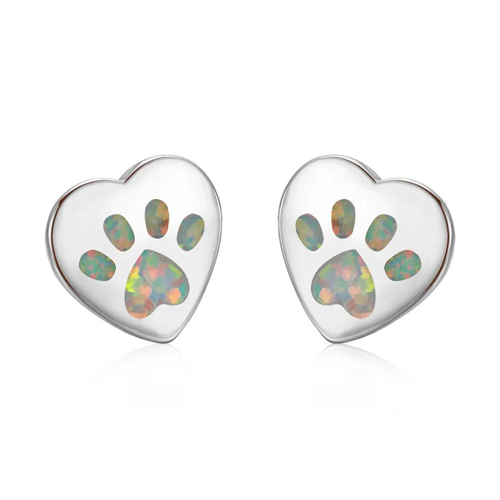 White Simulated Opal Heart Drop Earrings | Zinc Alloy Fashion Drop Earrings Nixie WHITE