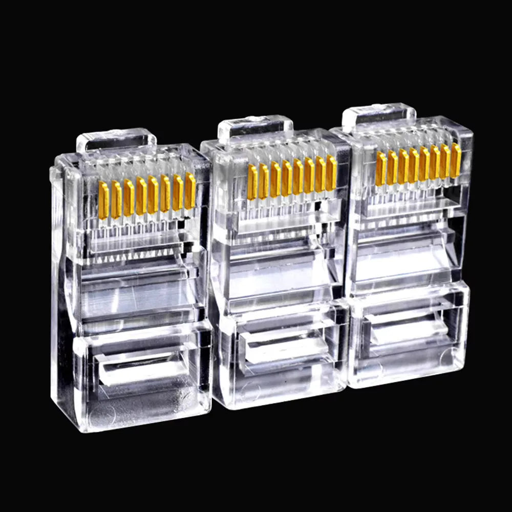 RJ45 Crystal Plugs 50/100 Pack – Cat5 Cat5e Cat6 8P8C Connectors Network Connectors Nixie