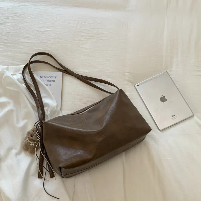 Nixie Vintage Brown Large Capacity Women's Shoulder Tote Bag Women's Shoulder Bag Nixie