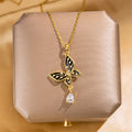 Pearl Butterfly Tassel Pendant Necklace – Women's Clavicle Chain Pendant Necklace Nixie XL1779-57 40cm