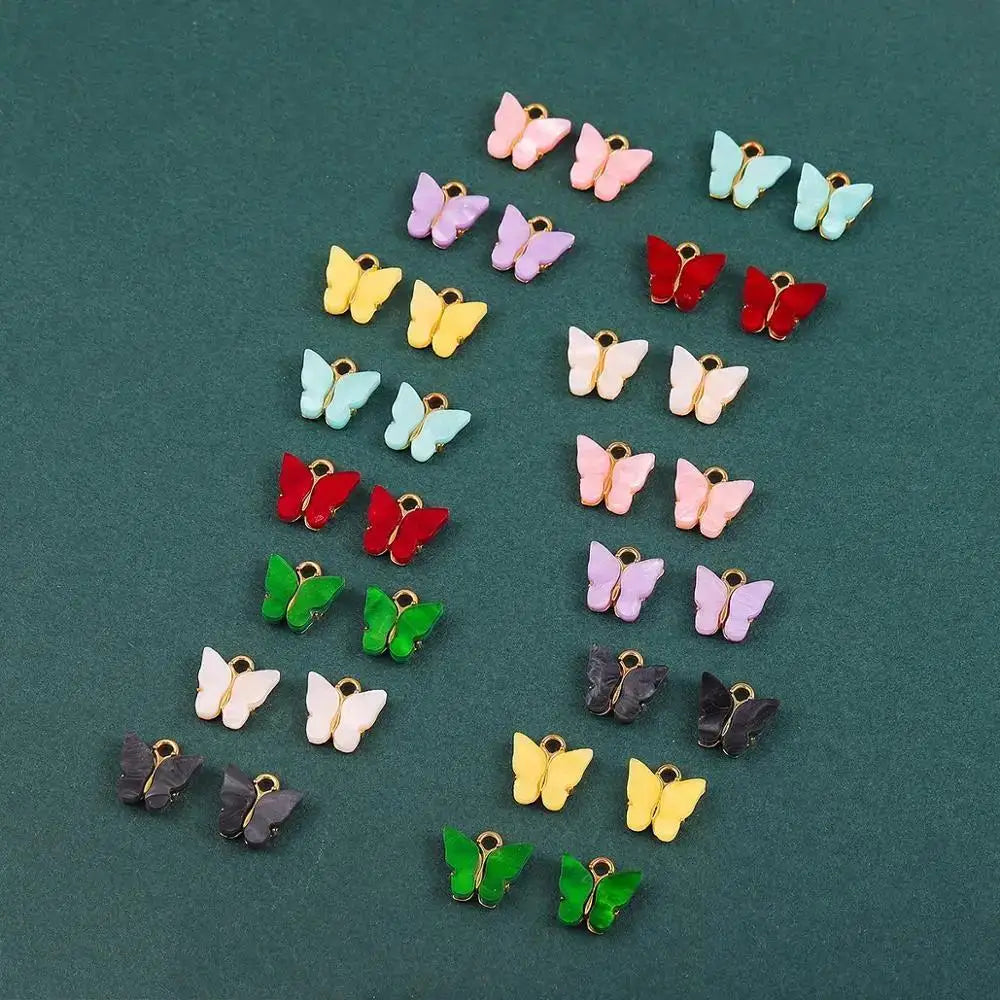 10Pcs Multicolor Acrylic Butterfly Charms for DIY Jewelry Making Jewelry Making Charms Nixie