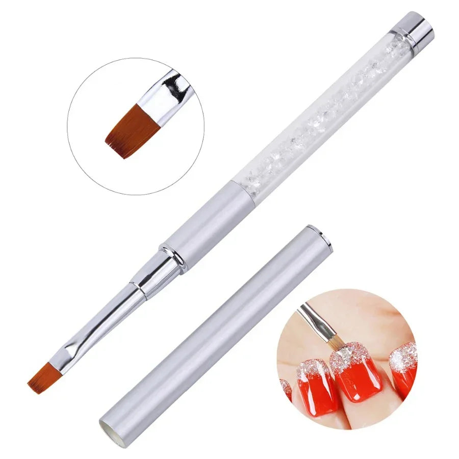 Nail Art Brush Pen – Rhinestone Metal Handle & Cap | Nixie Nail Art Brush Nixie