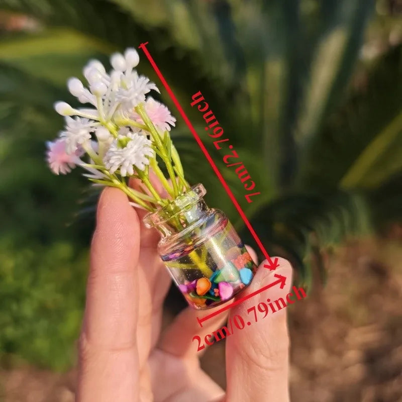 4-Pack Glow in the Dark Mini Glass Vases with Artificial Flowers Decorative Vase Set Nixie