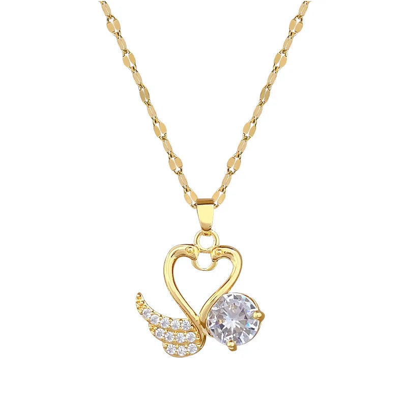 Swan Pendant Choker Necklace Gold Stainless Steel Women Pendant Necklace Nixie