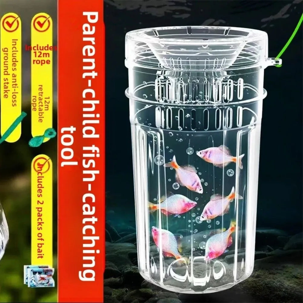 Transparent Ribbed Fishing Pail – Funnel Top Catch Bucket Fishing Pail Nixie