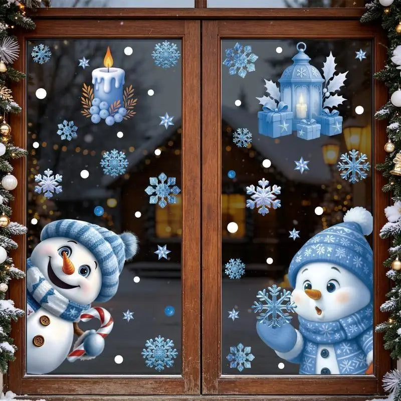 Christmas Window Clings – Snowman Snowflake Santa Stickers