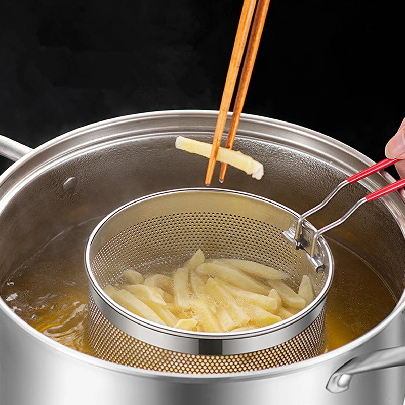 Stainless Steel Fry Basket Mesh Strainer Colander – 5 Sizes Fry Basket Strainer Nixie