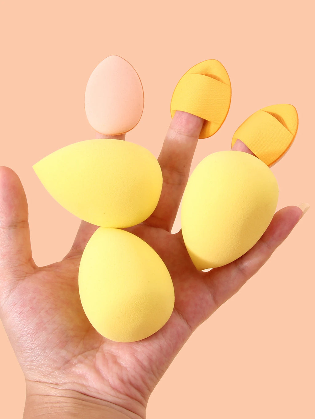 6PCS Yellow Waterdrop Makeup Sponge Set – Foundation & Concealer Makeup Sponge Set Nixie