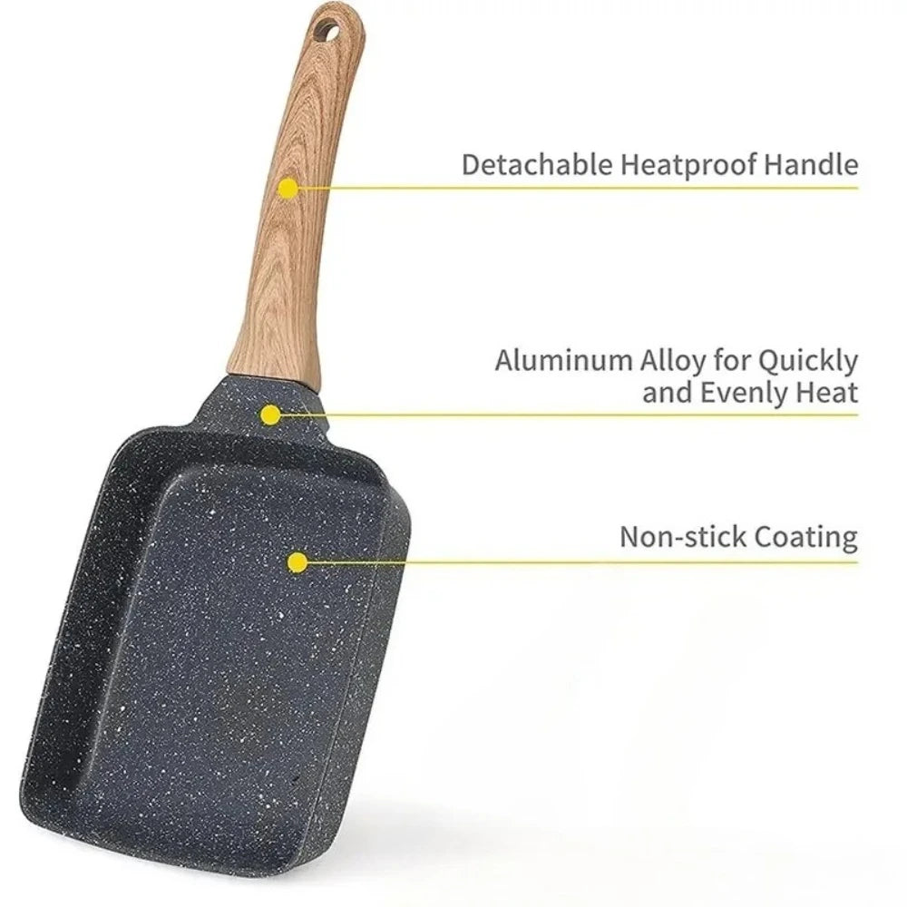 Tamagoyaki Pan – Nonstick Japanese Omelette Pan, Wooden Handle Omelette Pan Nixie