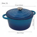 FEB.WIND 5L Enameled Cast Iron Dutch Oven Pot with Lid Enameled Dutch Oven Nixie Dark Blue 2L