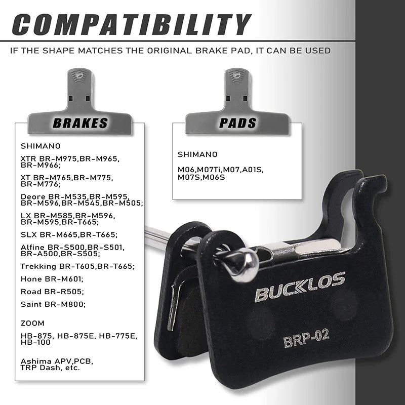 BUCKLOS Semi-Metallic Disc Brake Pads for Shimano MTB & Road Disc Brake Pads Nixie