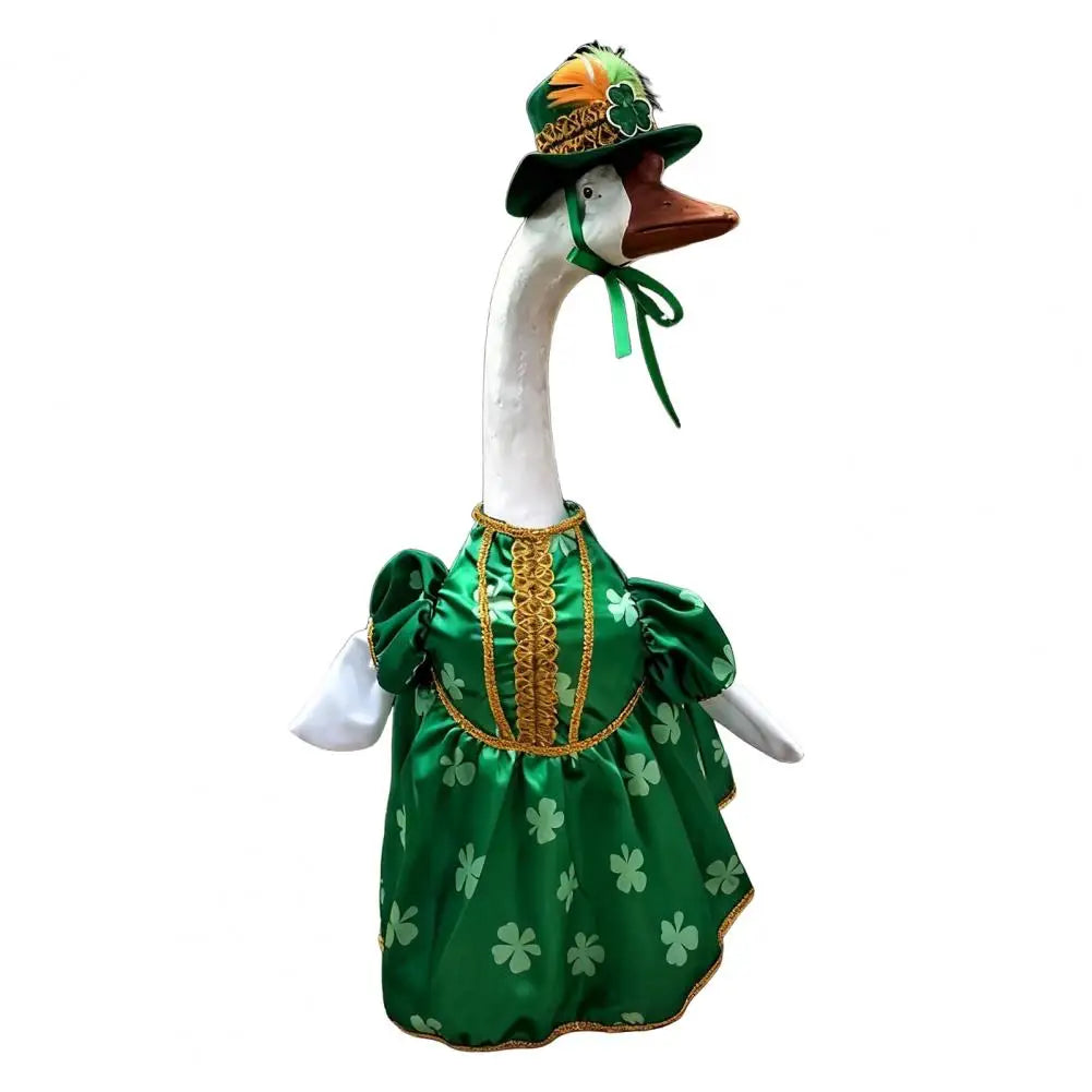 St. Patrick's Day Goose Outfit – Irish Shamrock Porch Costume Holiday Goose Costume Nixie Green XXL