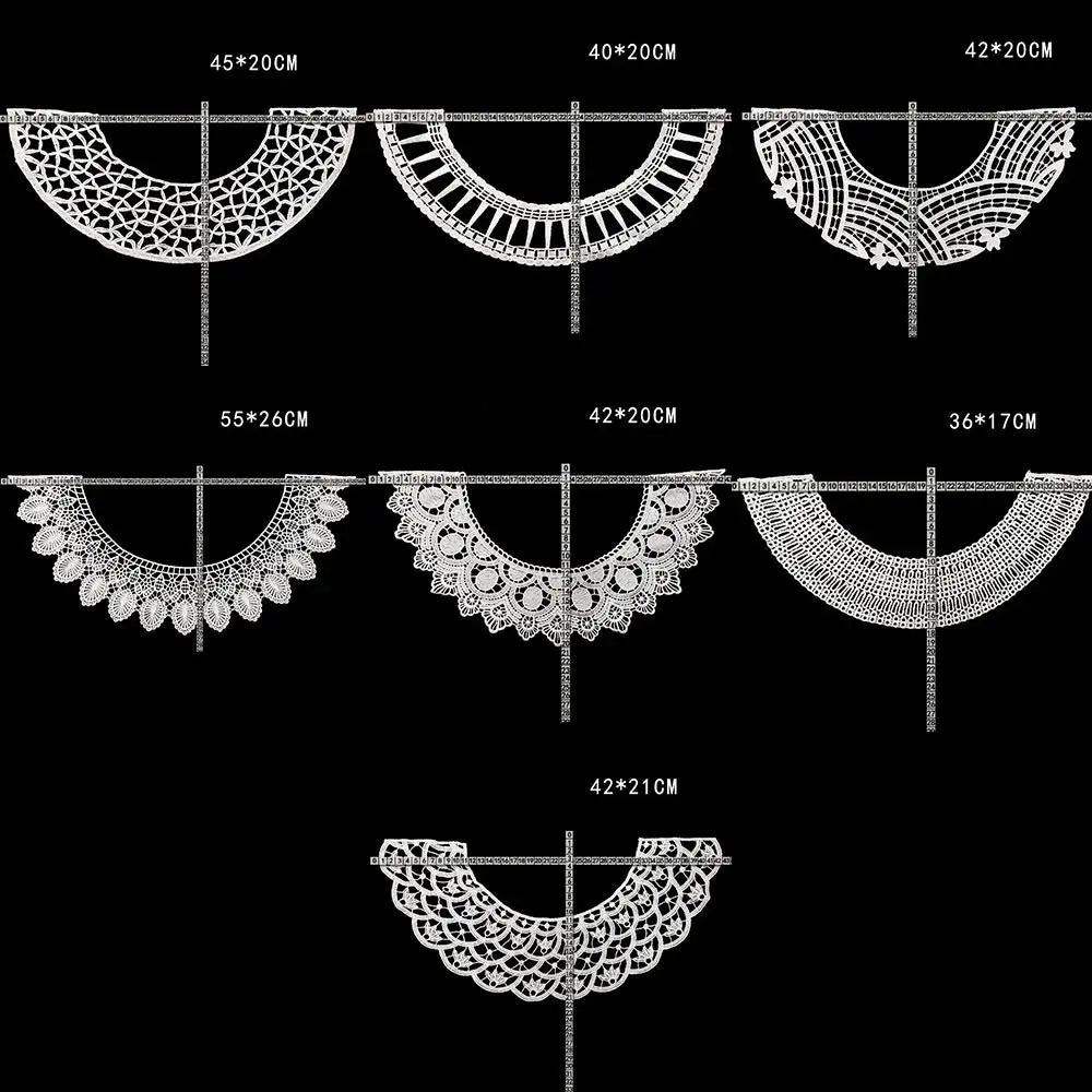 Embroidery Lace Fake Collar White Hollowed-Out Sewing Appliqué