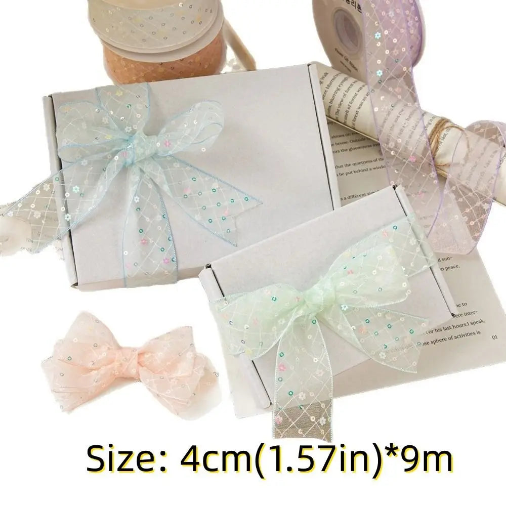 10 Yards Sequined Mesh Lace Ribbon 4cm – DIY Gift Wrap & Décor Craft Lace Ribbon Nixie