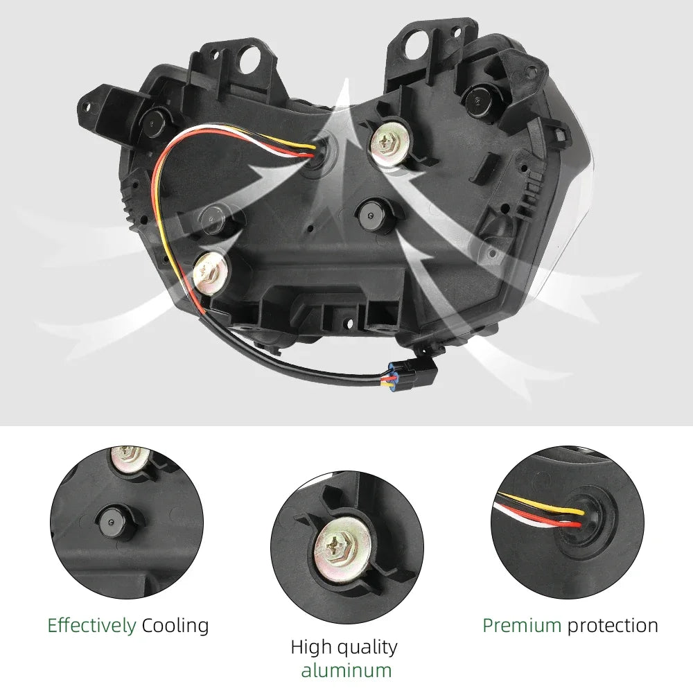 E-MARK LED Headlight for Kawasaki Z900 Z650 Z400 KLR650 Motorcycle Headlight Nixie
