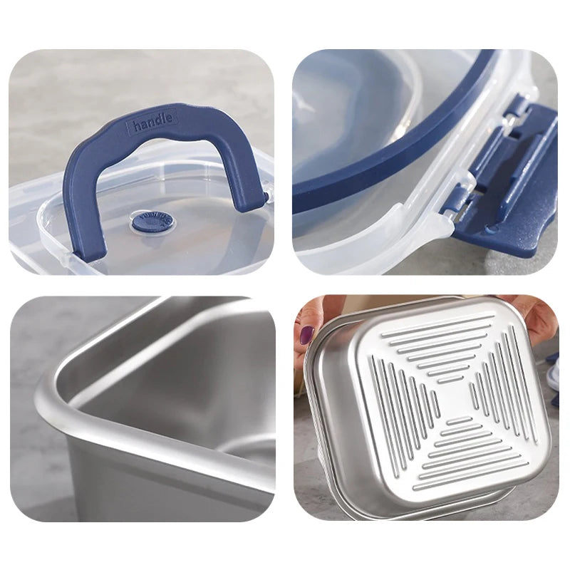 Stainless Steel Lunch Box Large Bento Box with Lid & Handle Stainless Steel Lunch Box Nixie