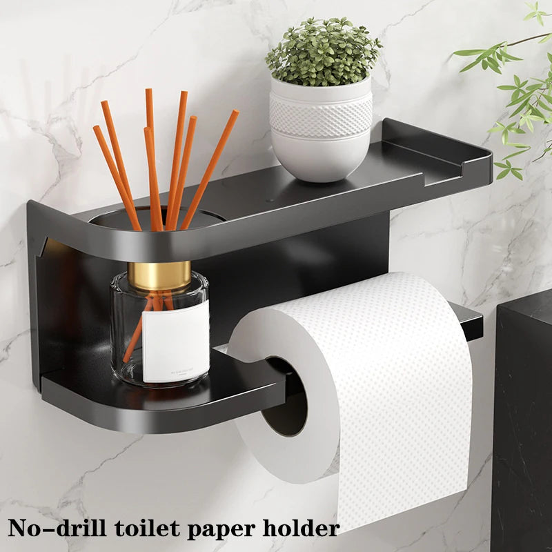 Wall-Mounted Toilet Paper Holder with Storage Shelf Toilet Paper Holder Nixie