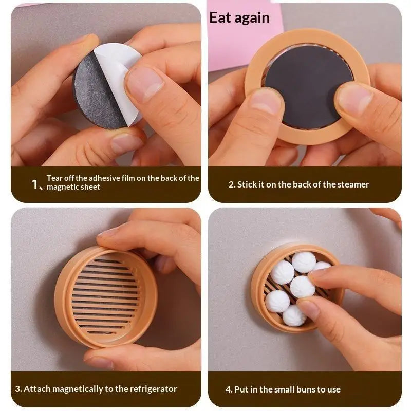 3D Steamed Bun Fridge Magnets – Cute Food Kitchen Decor Set Decorative Fridge Magnet Nixie