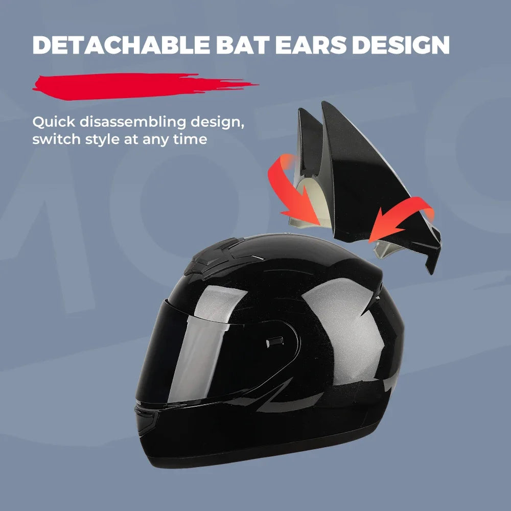 KEMITOUR Bat Ears Full Face Motorcycle Helmet – DOT Certified Full Face Helmet Nixie