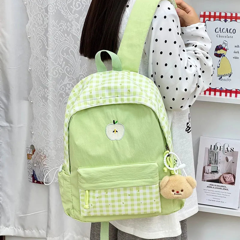 Nixie Plaid Backpack – Korean Style Teen Girls School Bag School Backpack Nixie