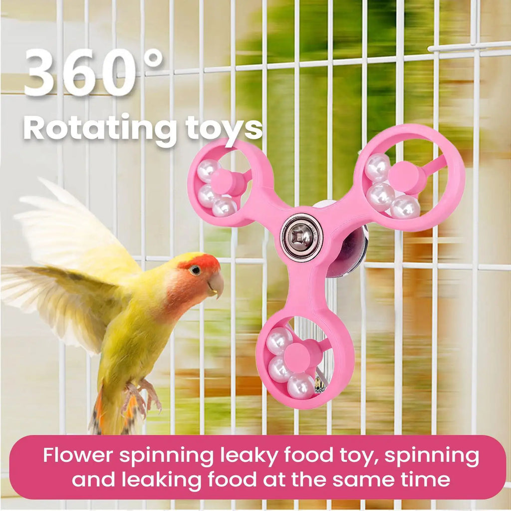 Parrot Spinner Windmill Chew Toy – Birdcage Enrichment Accessory Bird Chew Toy Nixie