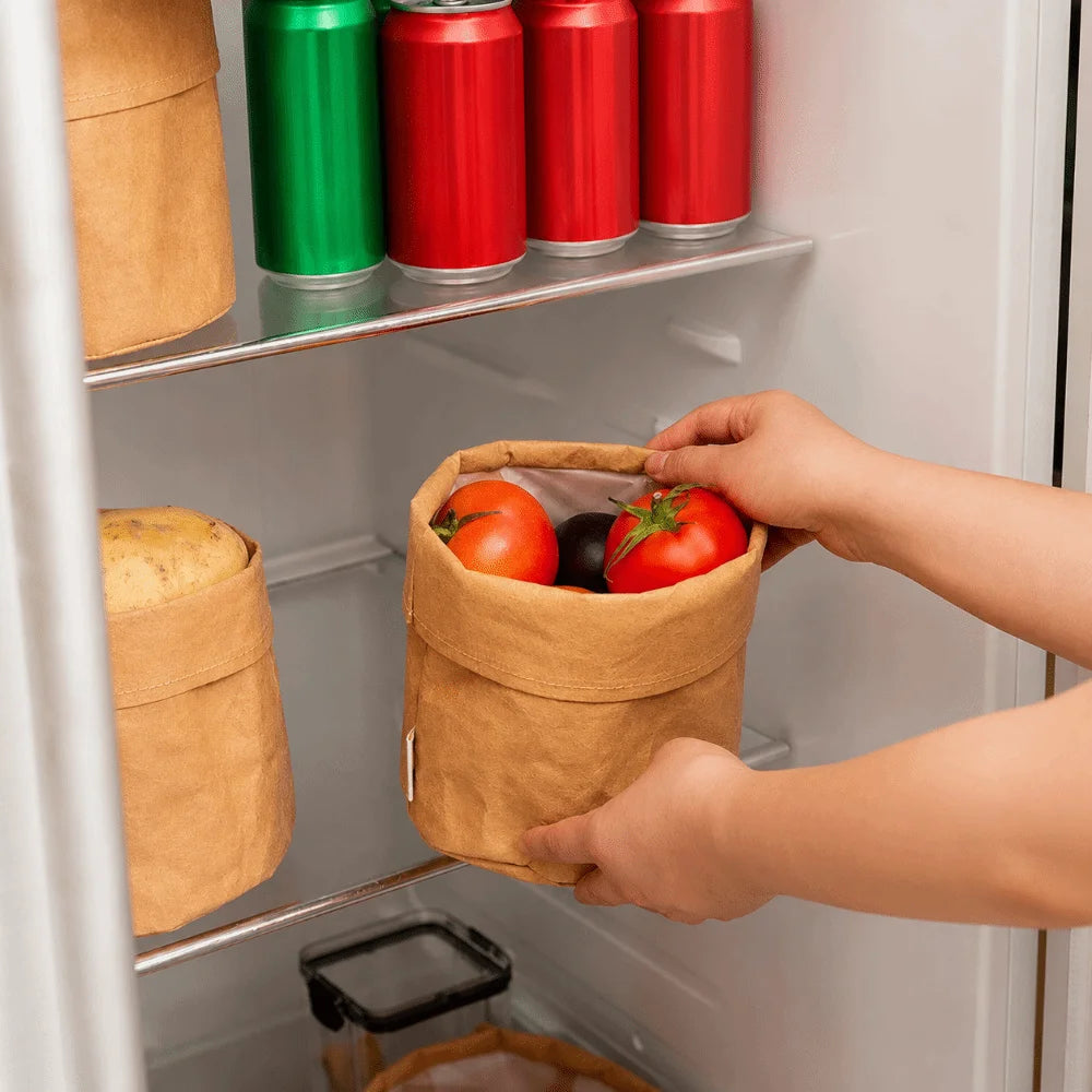 Washable Kraft Paper Storage Bag – Waterproof, Multi-Use Organizer
