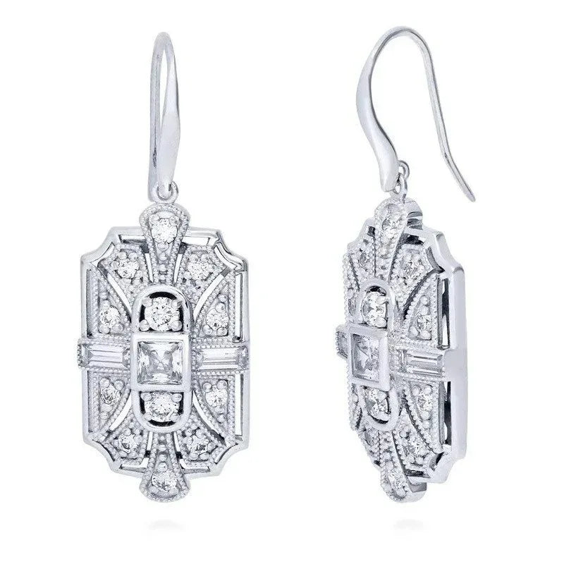 White Stone Geometric Necklace & Earrings Set for Women Jewelry Set Nixie