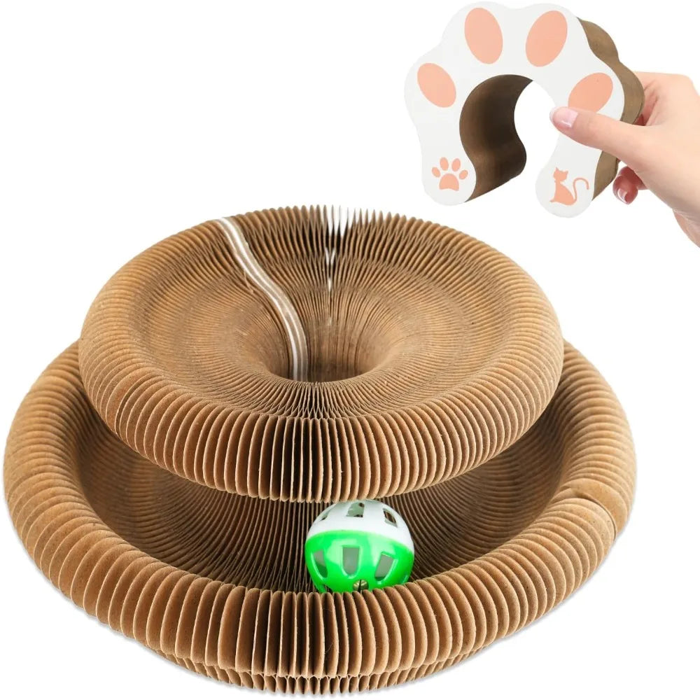 Kitty Kurlz Accordion Cat Toy – Scratch Pad & Bell Ball