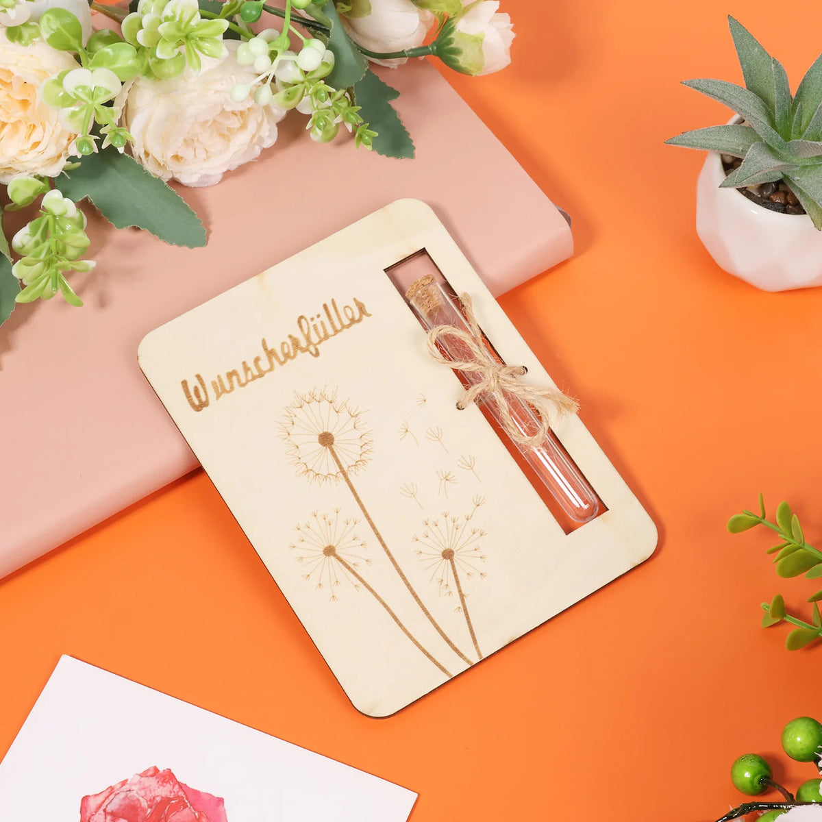 4Pcs Wooden Money Holder Cards with Test Tubes – Gift Set Gift Card Holder Nixie