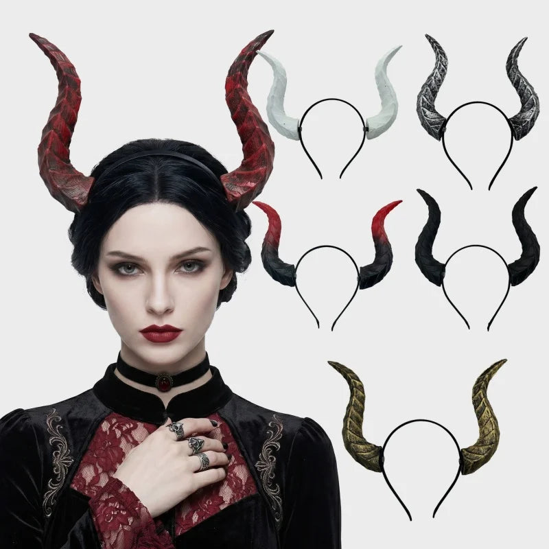 Retro Red Devil Horn Headband – Gothic Halloween Costume Costume Headband Nixie