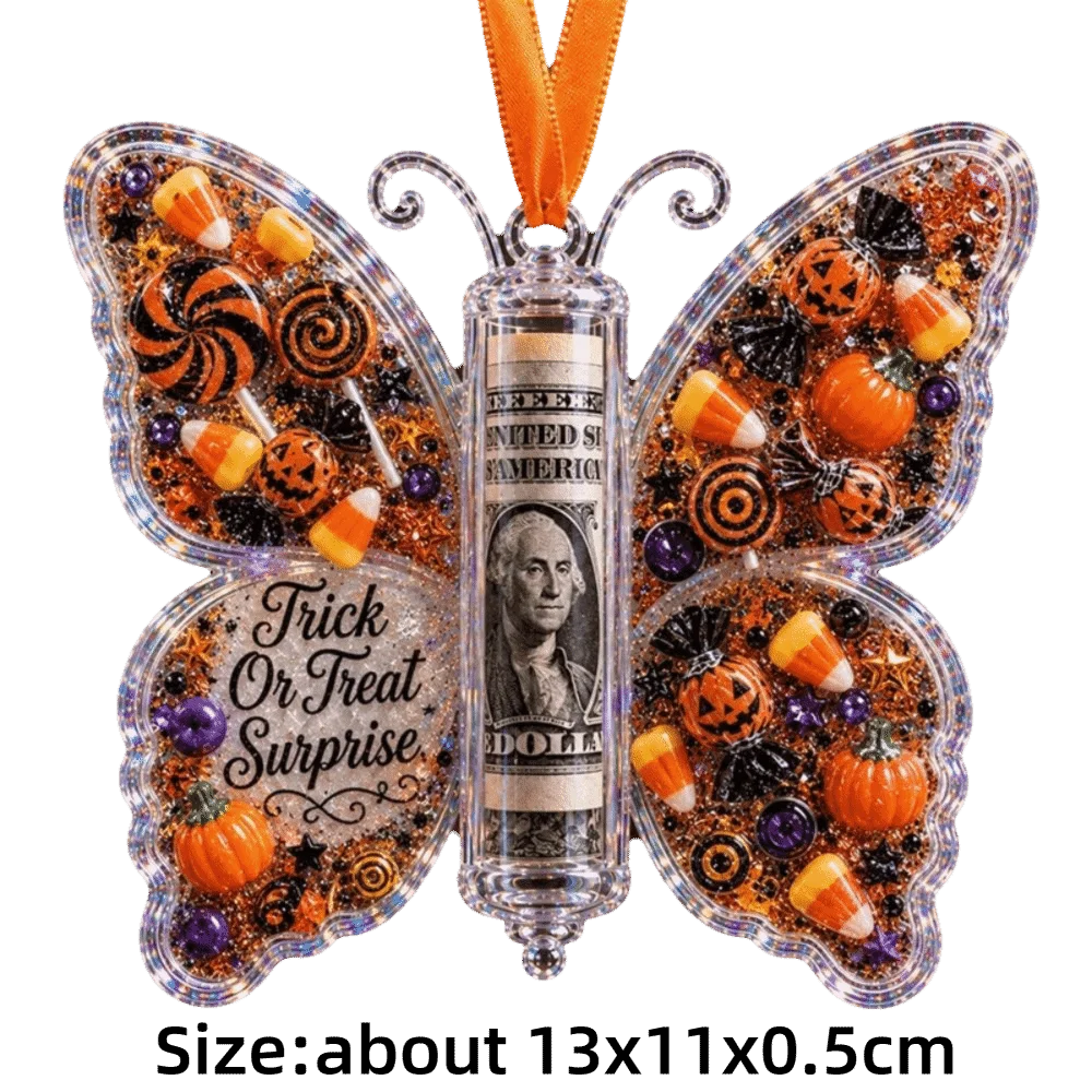 Acrylic Butterfly Money Holder Ornament – Transparent Hanging Holiday Ornament Nixie