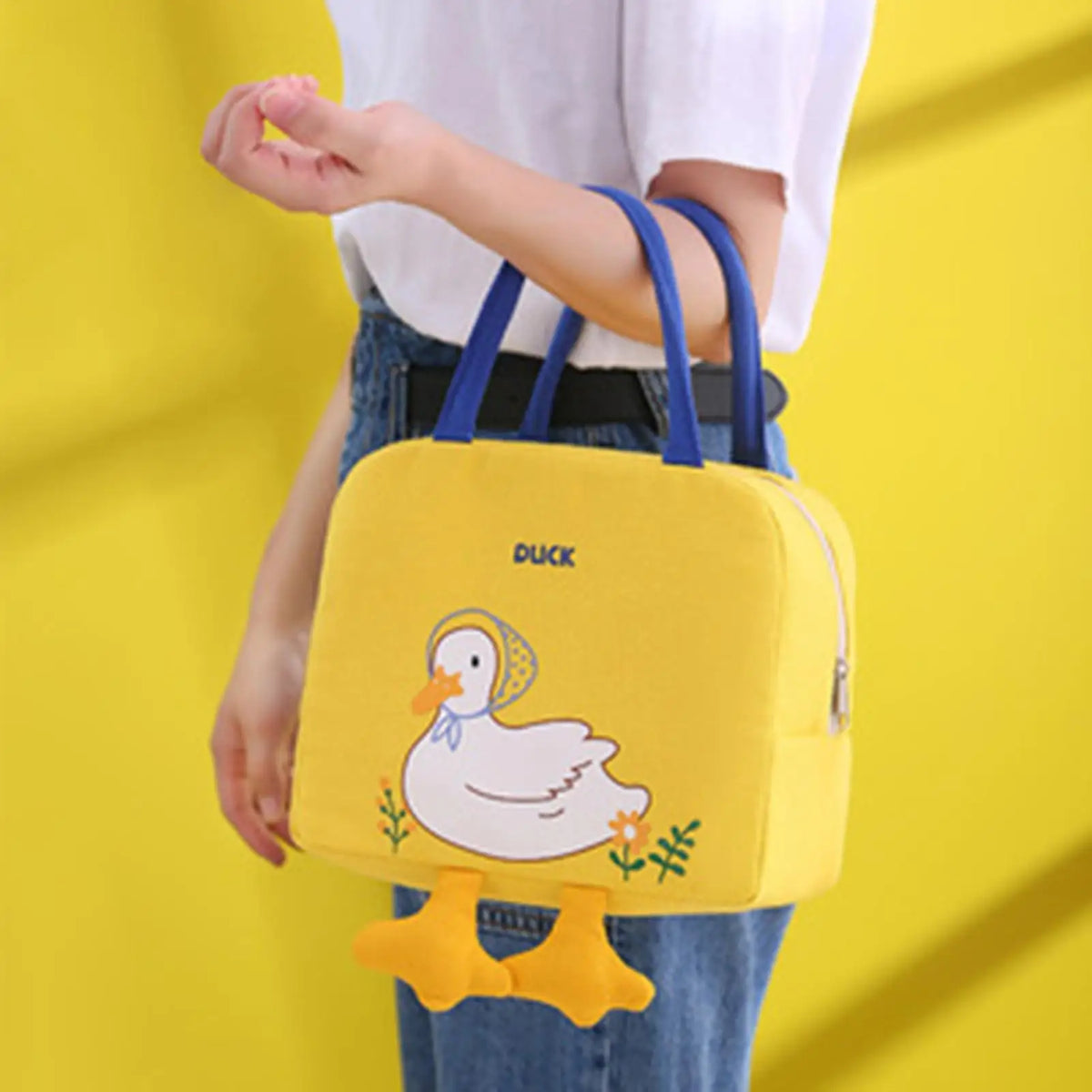 Cute Duck Insulated Lunch Bag – Large Canvas Bento Bag Insulated Lunch Bag Nixie