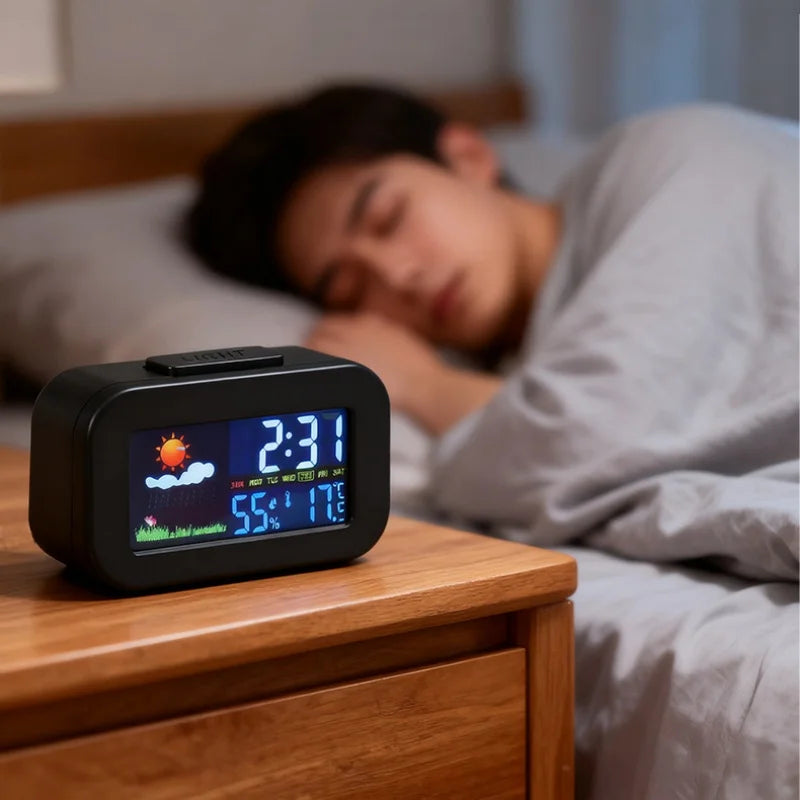 Mini Digital Alarm Clock – Temp, Humidity & Weather Display Digital Alarm Clock Nixie