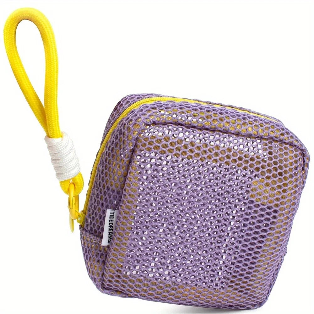 Square Mesh Cosmetic Bag – Portable Zipper Storage Pouch